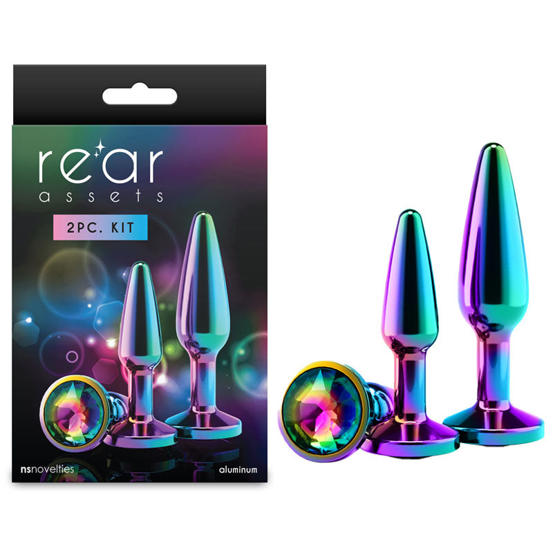 Rear Assets Tapered Trainer Kit - Multicolour - Multicoloured Metal Butt Plugs - Set of 2 Sizes - NSN-0969-09