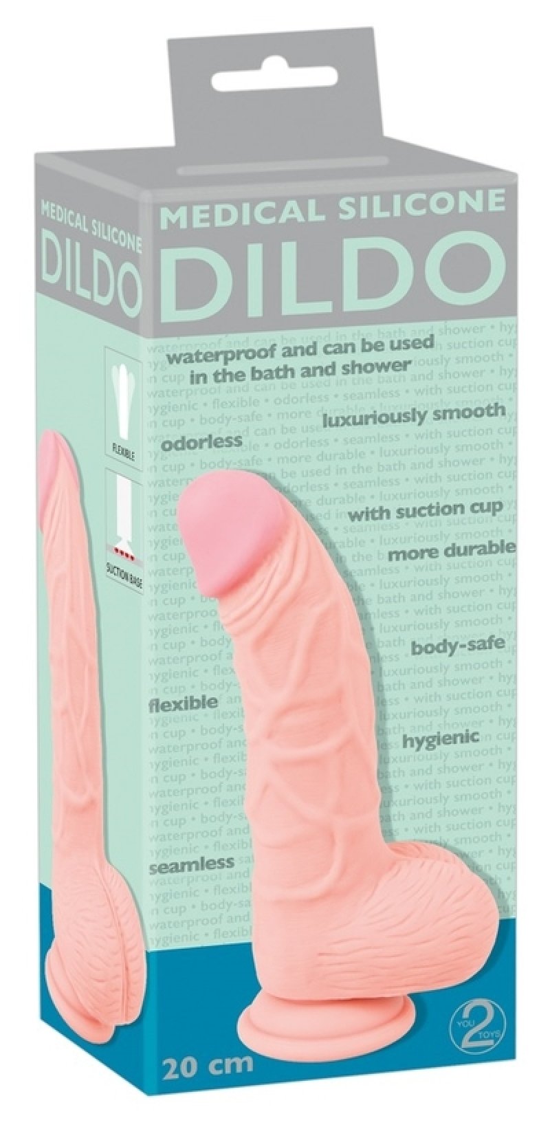 Medical Silicone 8" curved Dildo -  flesh