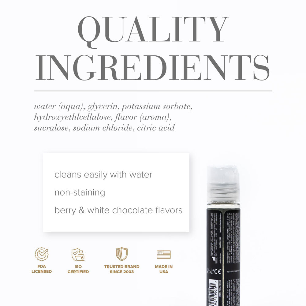 JO Gelato White Chocolate Raspberry Lube - 30 mL - White Chocolate Raspberry Flavoured Water Based Lubricant - 30 ml Bottle-10590