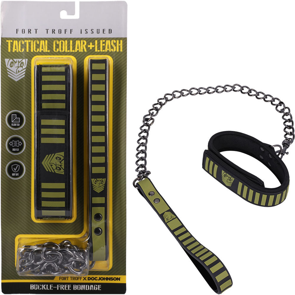 Fort Troff - Tactical Collar & Leash - Black/Green Restraint-1103-03-CD