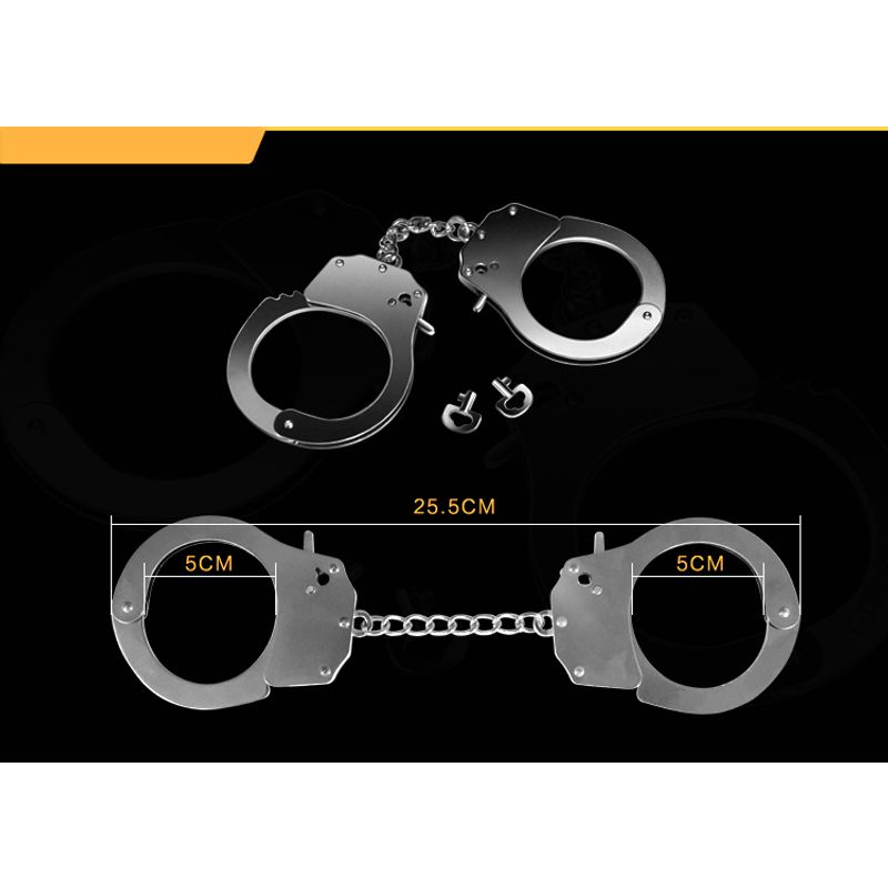 Fetish Pleasure Metal Hand Cuffs Silver