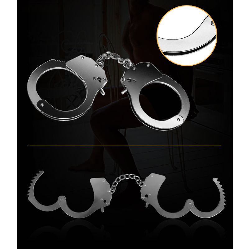 Fetish Pleasure Metal Hand Cuffs Silver