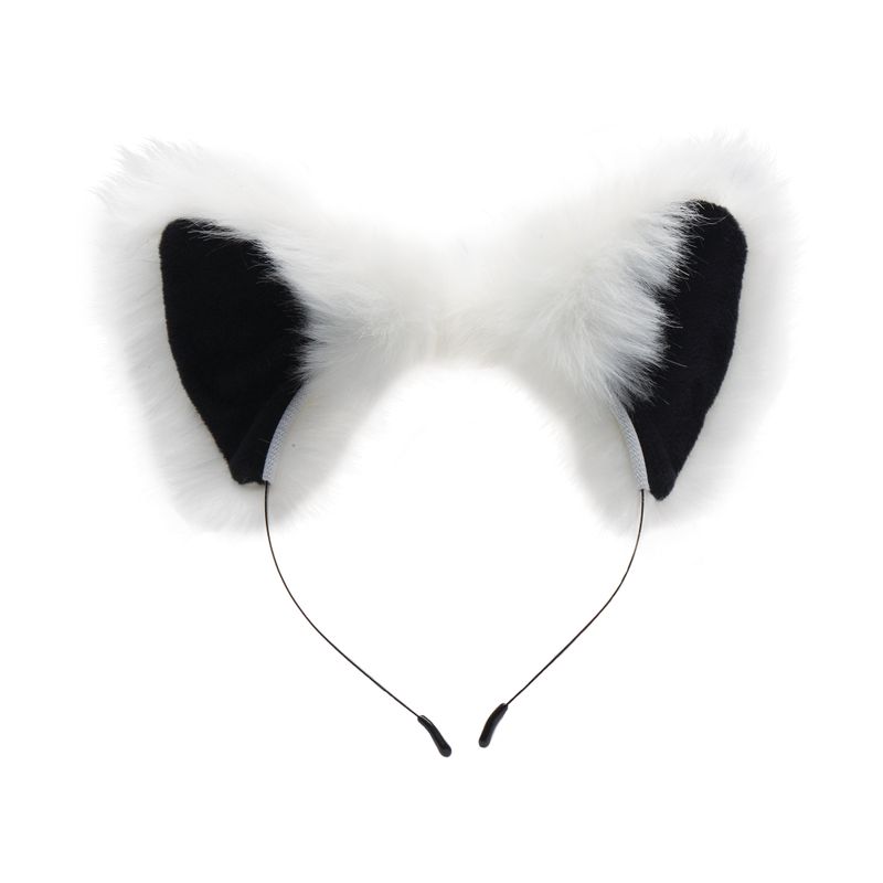 Anal Plug and Ears Set White Fox Tail