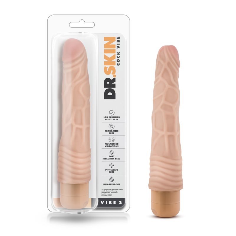 Dr Skin Cock Vibe 2 9in Vibrating Cock Beige