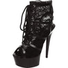 Black Lace Open Toe Platform Ankle Bootie 6in Heel