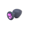 Black Silicone Anal Plug Large w Purple Diamond