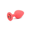 Red Silicone Anal Plug Medium w Red Diamond