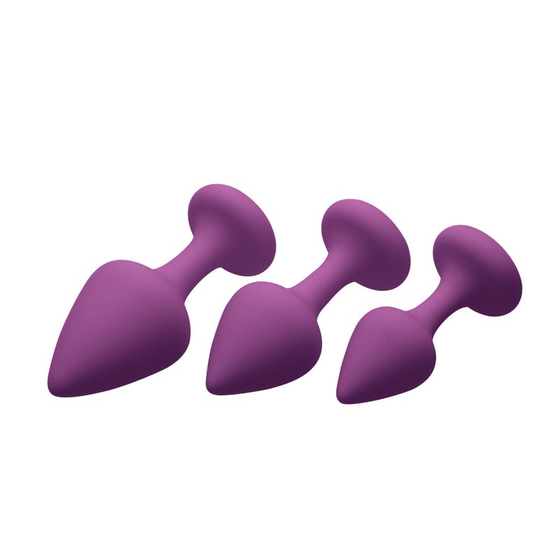 Purple Pleasures 3 Pc Silicone Anal Plugs