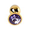 Gold Metal Anal Plug w Amethyst Crystal Small