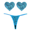 Mahi Mahi Blue Sequin G-String and Heart Pastie Set