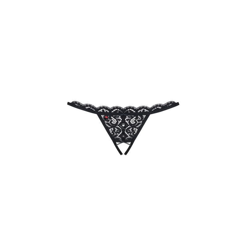 Crotchless Lace Thong 831 Black