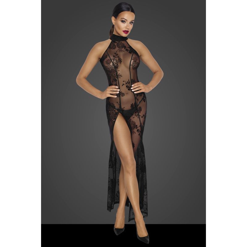 Long Tulle Dress-F239-BLK-S
