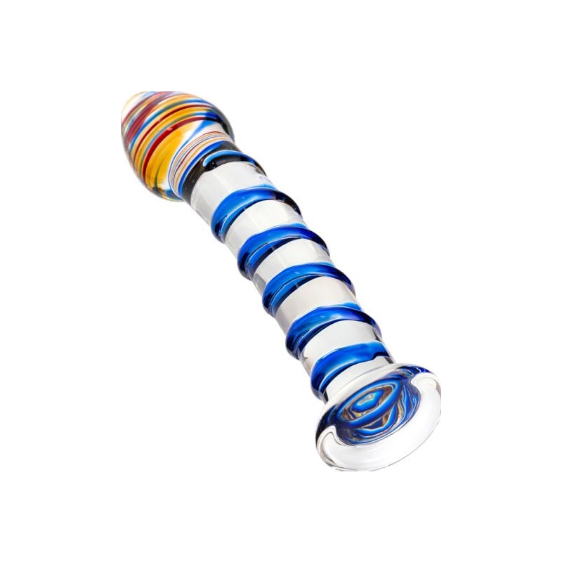 Sexus Glass Dildo Blue Swirls 18cm