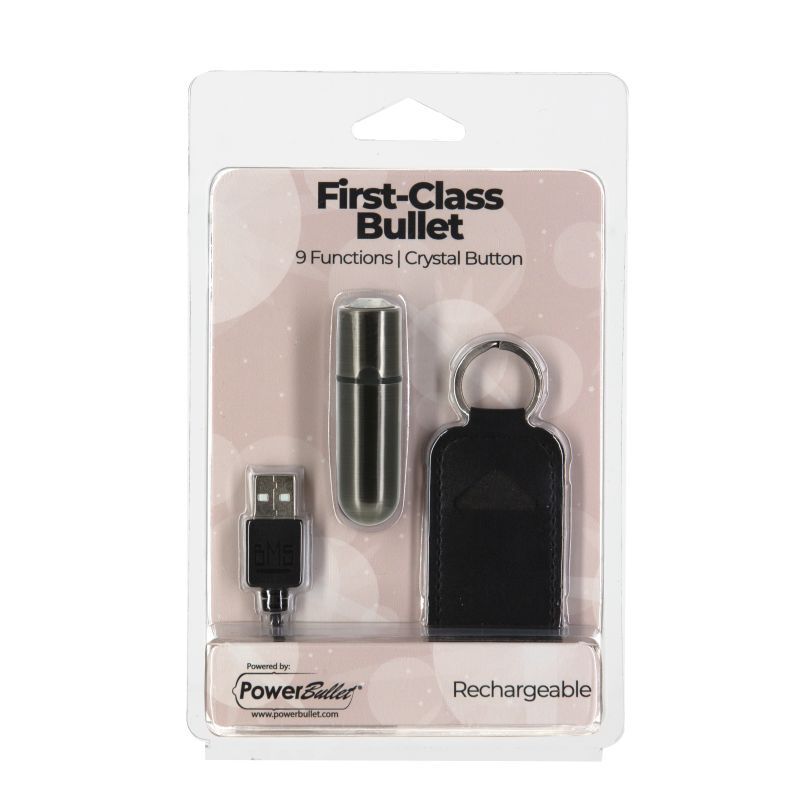 Power Bullet First Class 6cm Rechargeable w Crystal Gun Metal