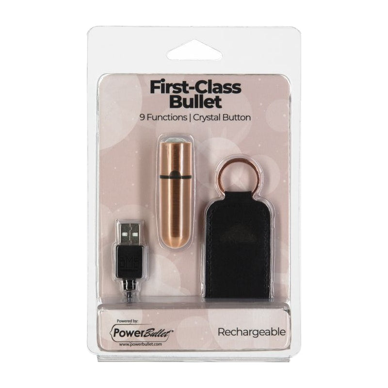 Power Bullet First Class 6cm Rechargeable w Crystal Rose Gold