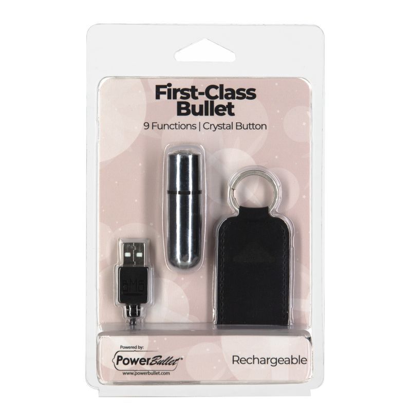 Power Bullet First Class 6cm Rechargeable w Crystal Silver