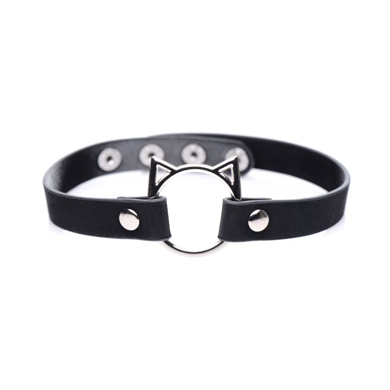 Kinky Kitty Ring Slim Choker Black