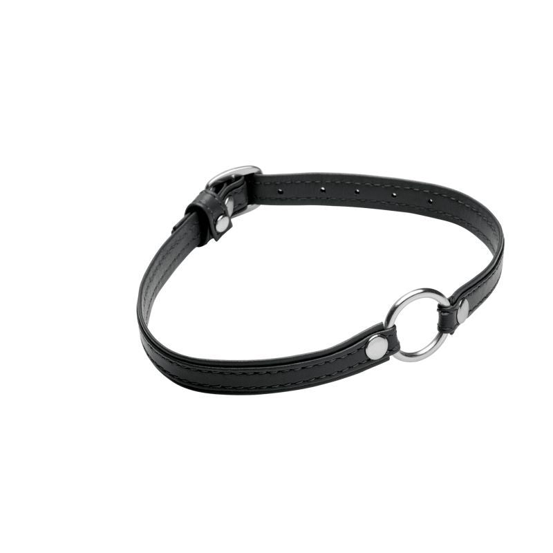 Sex Pet Leather Choker w Silver Ring Black