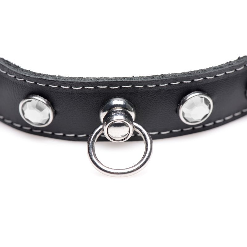 Bling Vixen Leather Choker w Clear Rhinestones