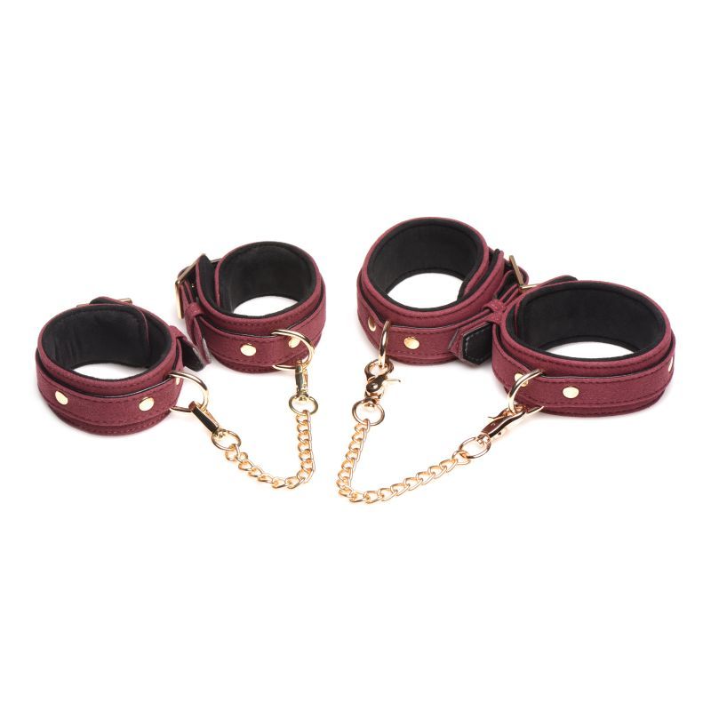 6 Pc Velvet Bondage Set Burgundy