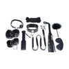 Deluxe 10 Pc Bondage Set Black-AG728-BLK