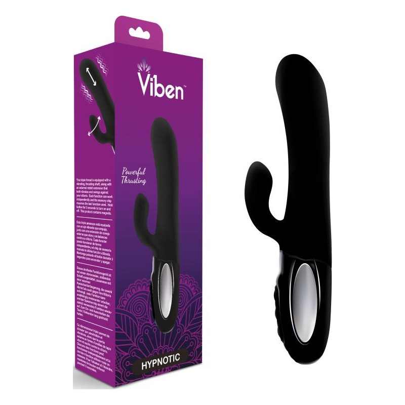 Viben Hypnotic Thrusting Rabbit Vibe w Swinging Clit Stim Black