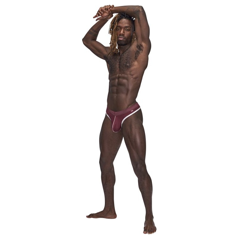 Male Power Sport Mesh Thong Burgundy