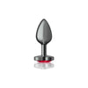 Cheeky Charms Gunmetal Butt Plug w Heart Red Jewel Small