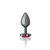 Cheeky Charms Gunmetal  Butt Plug w Heart Red Jewel Small