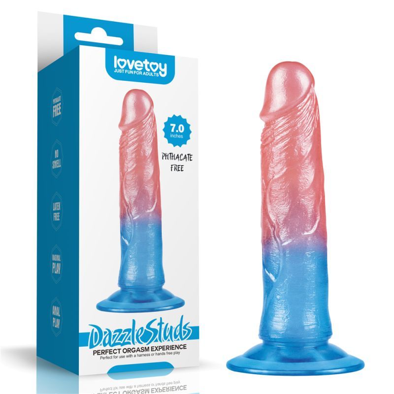 Dazzle Studs Dildo 7in Pink/Blue