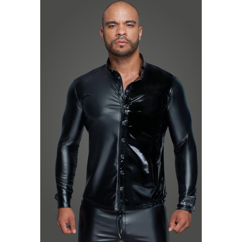 Powerwetlook PVC Long Sleeved Shirt w Button Placket