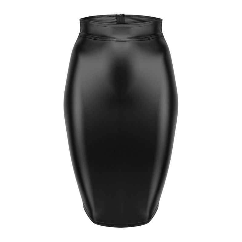 Power Wetlook Pencil Skirt w Long Zipper