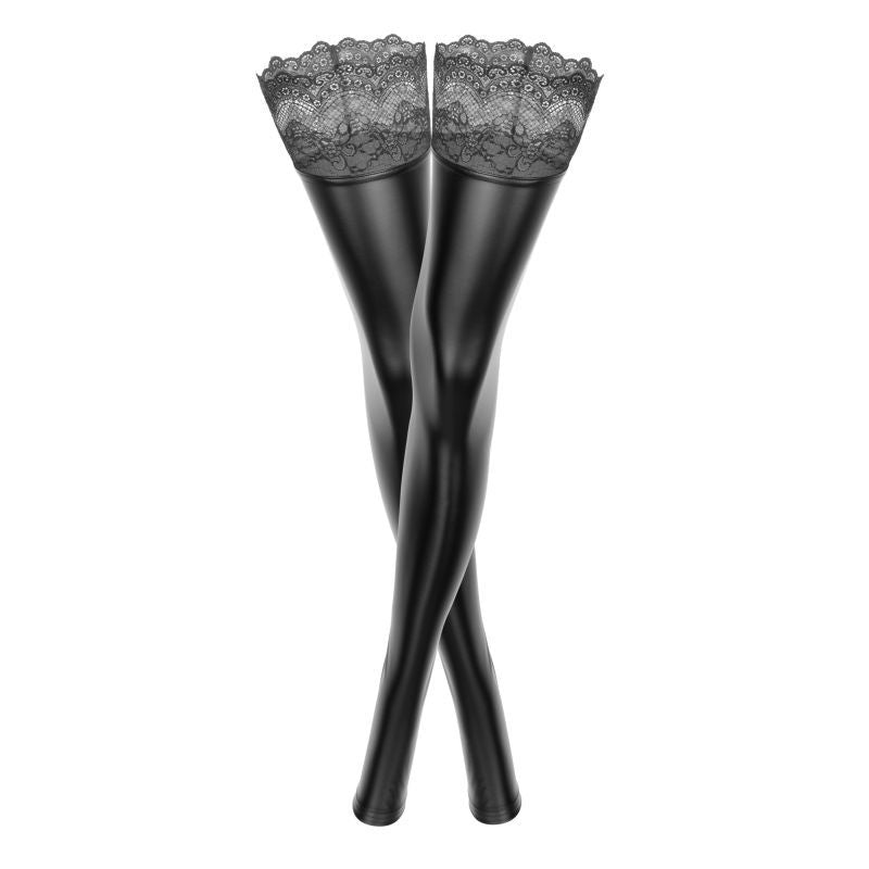 Power Wetlook Stockings w Siliconed Lace