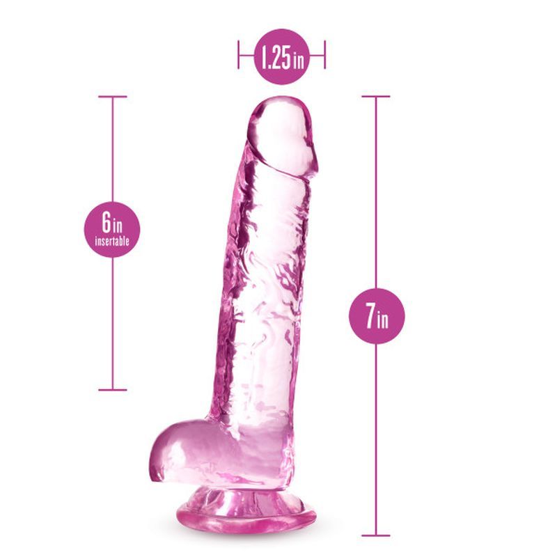 Naturally Yours 7" Crystaline Dildo Rose