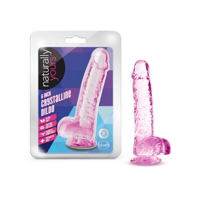 Naturally Yours 6" Crystaline Dildo Rose