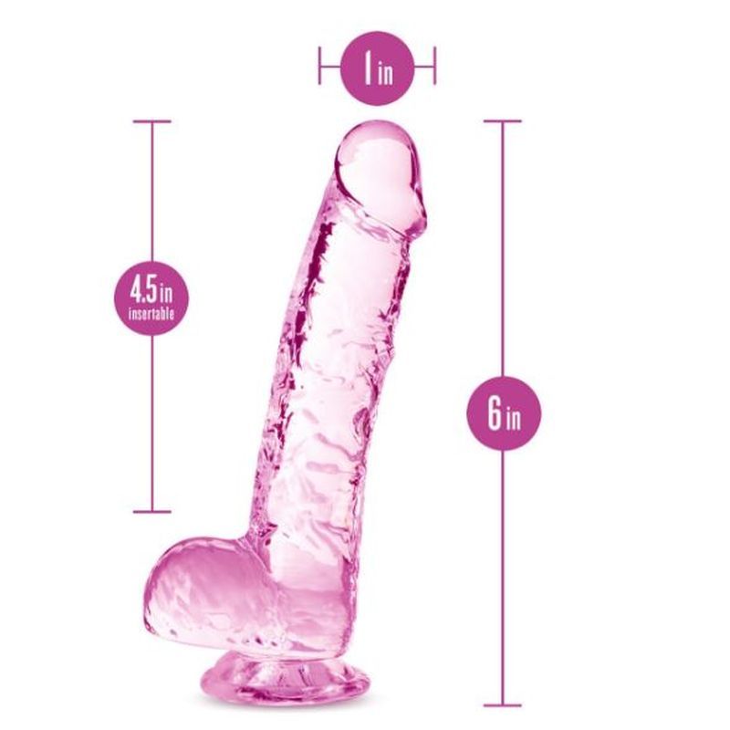 Naturally Yours 6" Crystaline Dildo Rose