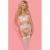 Bianca 4 Pc Bra G-String Garter & Stocking Set White