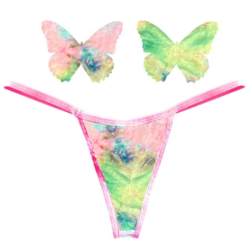 Rainbow Sherbet Tie Die Butterfly Pastie and Panty Set