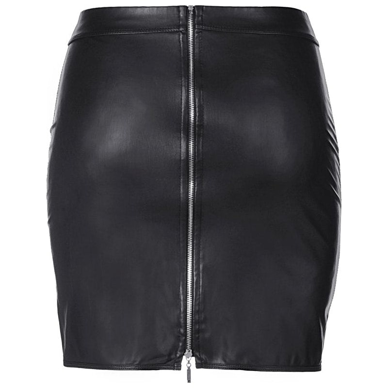 Stretch Wetlook Mesh Criss Cross Skirt Black