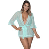 Robe with Lace Trim Turquoise