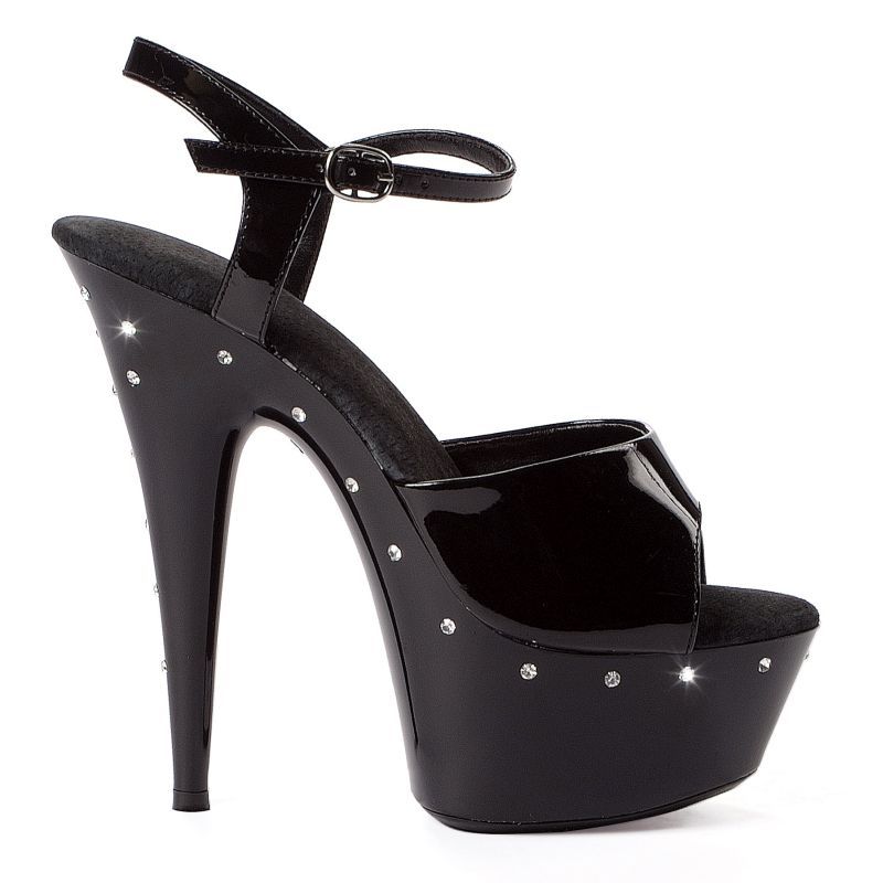 Rhinestone Platform Black 6in