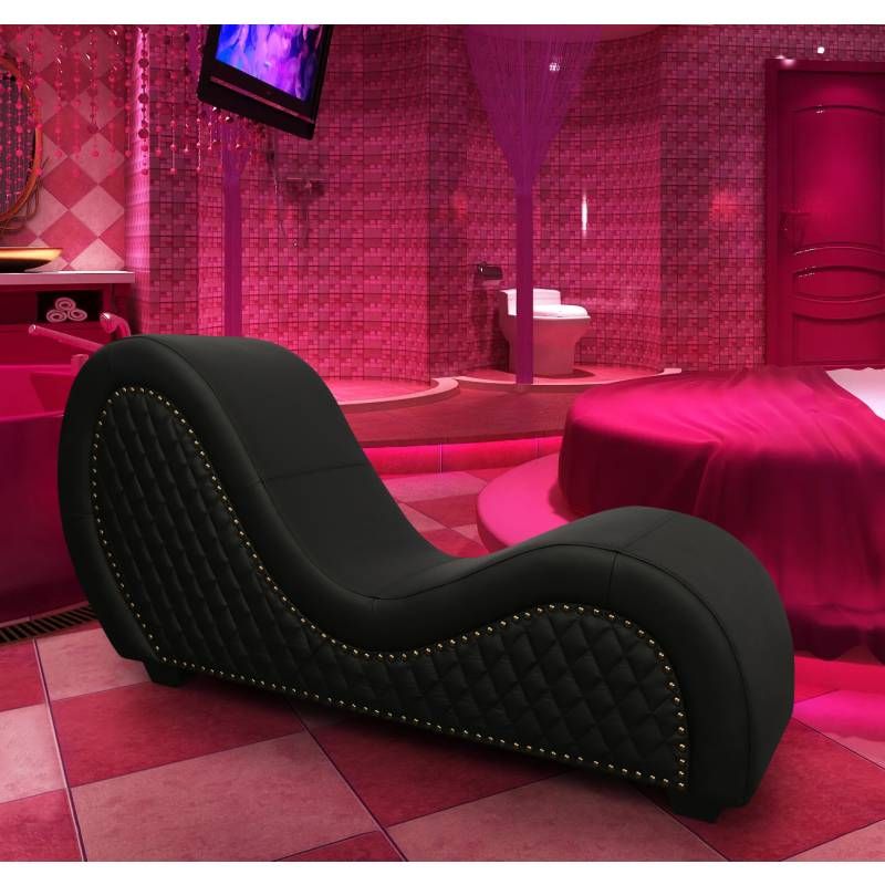 Kama Sutra Mebon Chaise Love Lounge Studded and Quilted Black