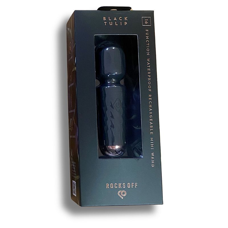 Rechargeable Mini Wand Black Tulip-16MWBRBK