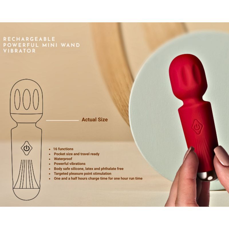 Rechargeable Mini Wand Black Tulip-16MWBRBK