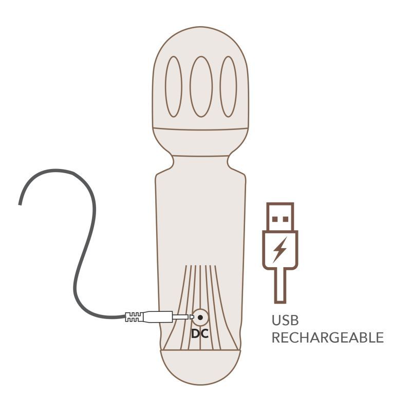 Rechargeable Mini Wand Black Tulip-16MWBRBK