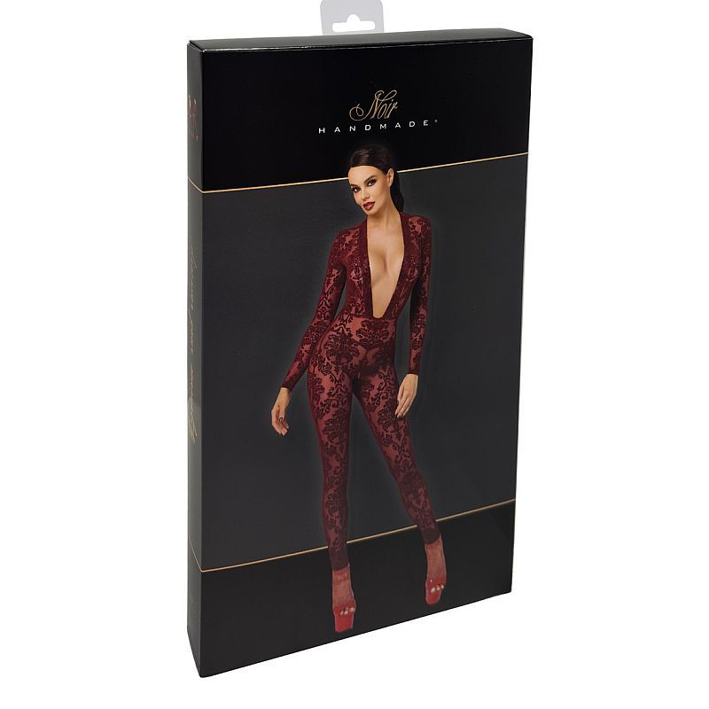 Kink Royal V Neck Catsuit Red-F382-RED-XS