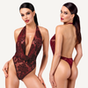 Kink Royal Draped Plunge Bodysuit Red-F386-RED-XS