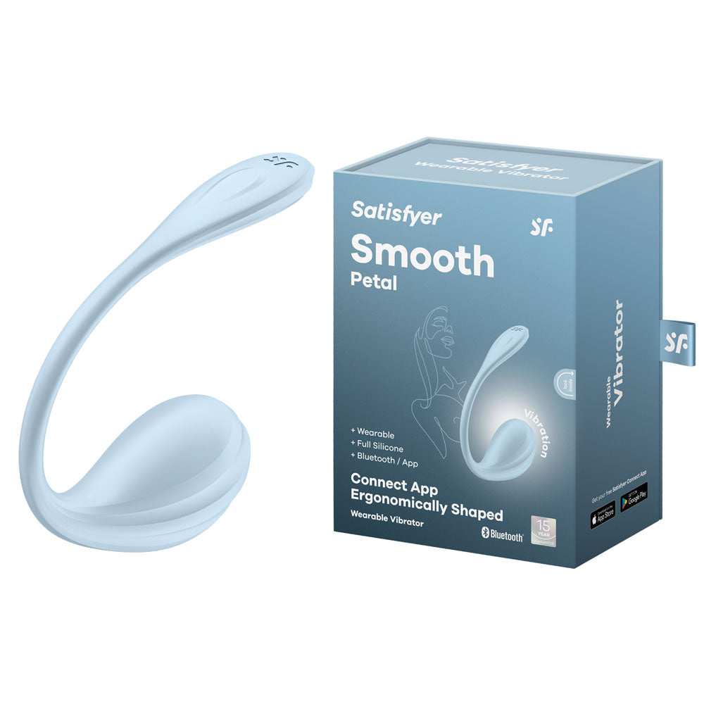 Satisfyer Smooth Petal - Light Blue - Light Blue USB Rechargeable Wearable Stimulator with App Control-4002743