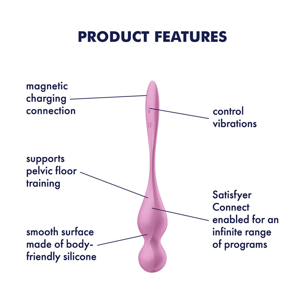 Satisfyer Love Birds 1 - Pink - Pink USB Rechargeable Pelvic Floor Trainer with App Control-4002927