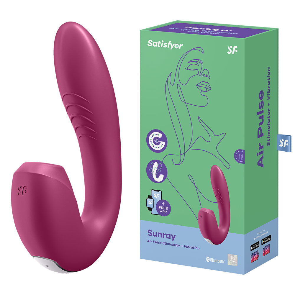 Satisfyer Sunray - Berry USB Rechargeable Vibrator with Air Pulsation & App Control-4009773